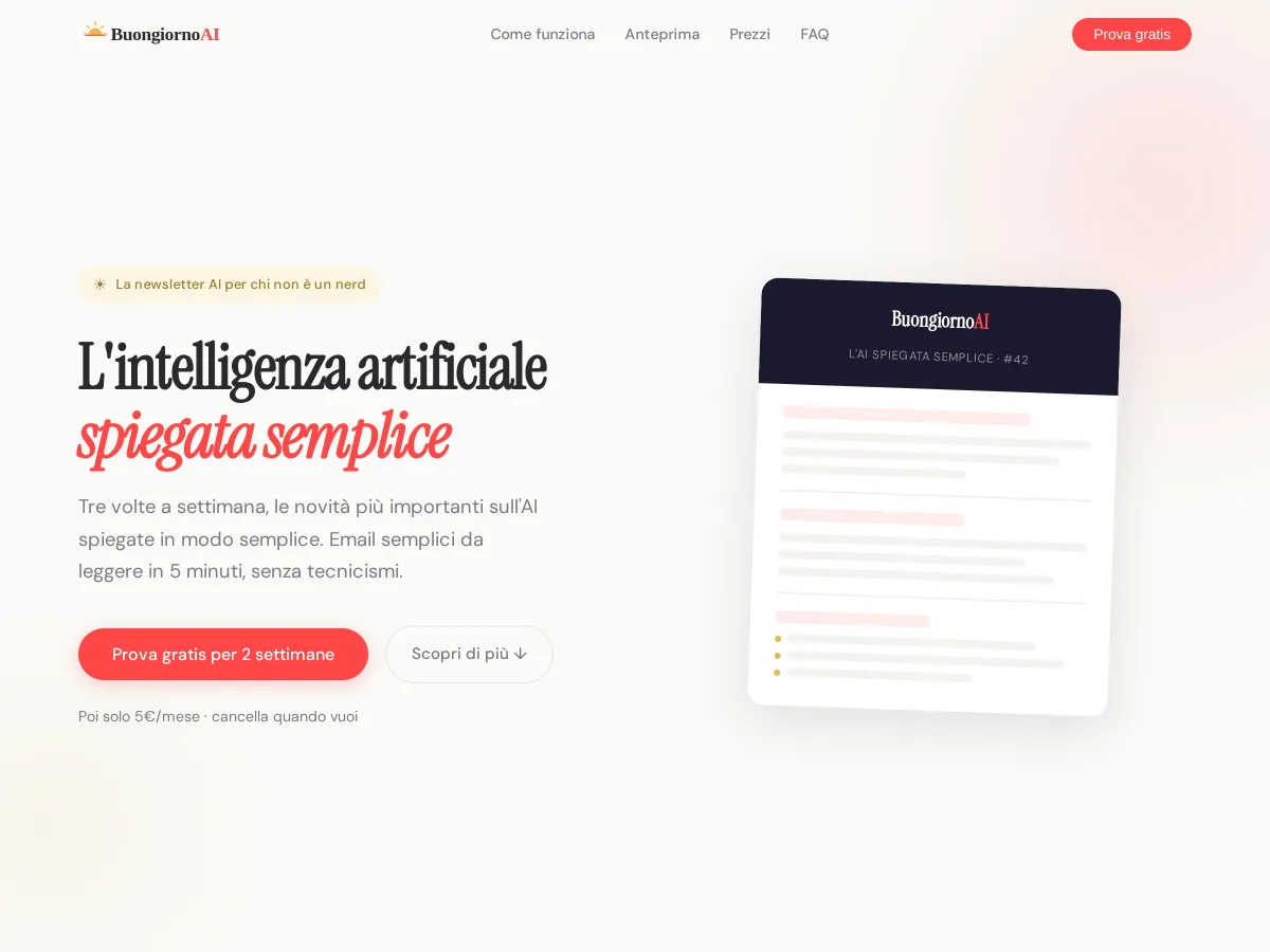 Homepage di BuongiornoAI