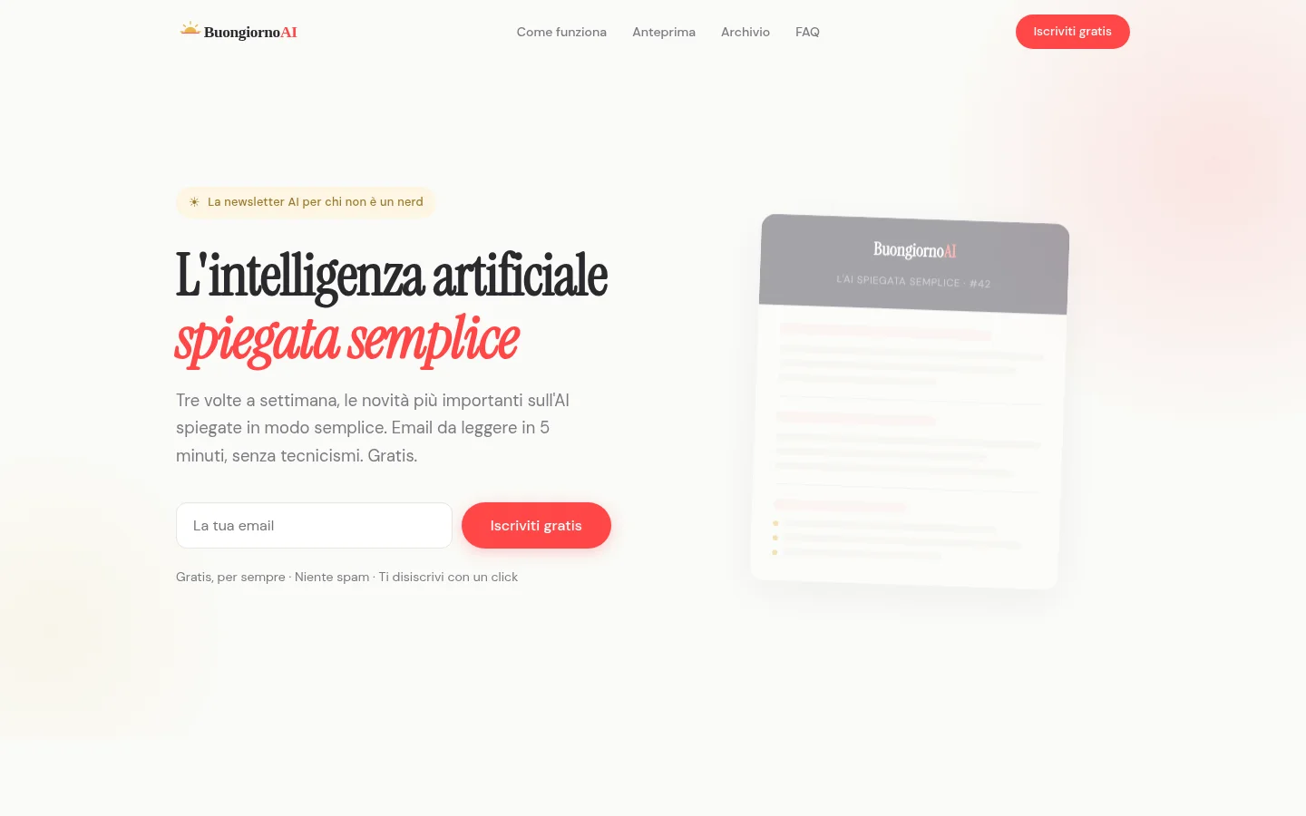 Homepage di BuongiornoAI