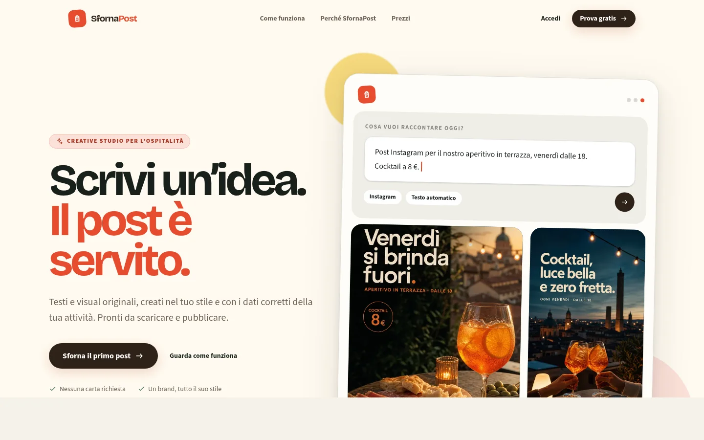 Homepage di SfornaPost